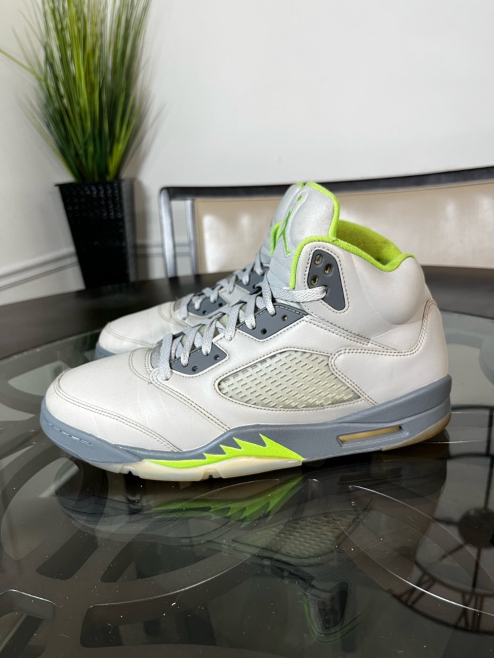 Nike Air Jordan V 5 Retro Reflect Silver Green Bean
Flint Grey Sz 14